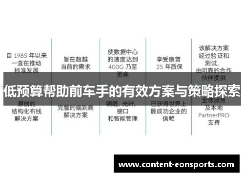 低预算帮助前车手的有效方案与策略探索