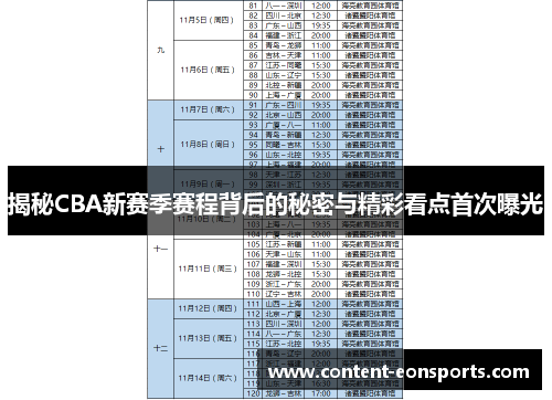 揭秘CBA新赛季赛程背后的秘密与精彩看点首次曝光